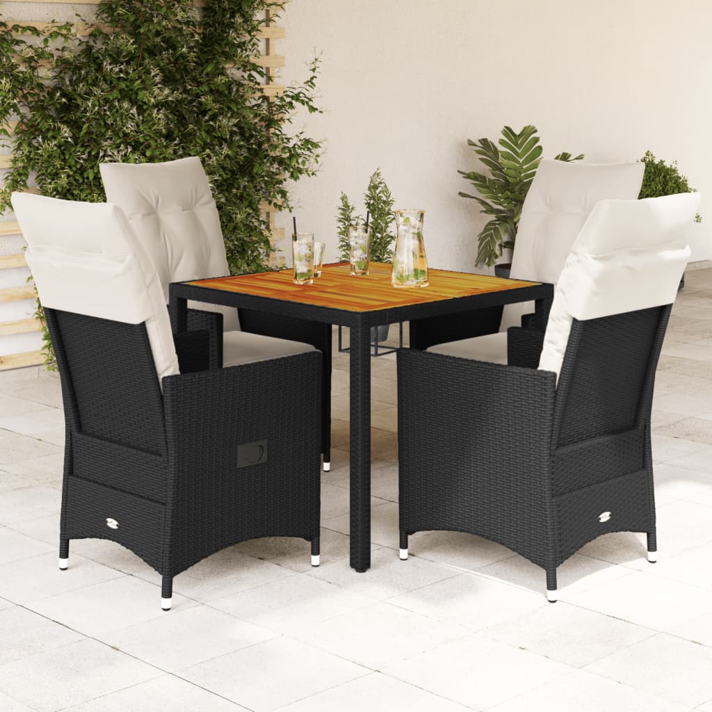 5-delige Tuinset met kussens poly rattan zwart is nu te koop bij PeponiXL, paradijselijk wonen!