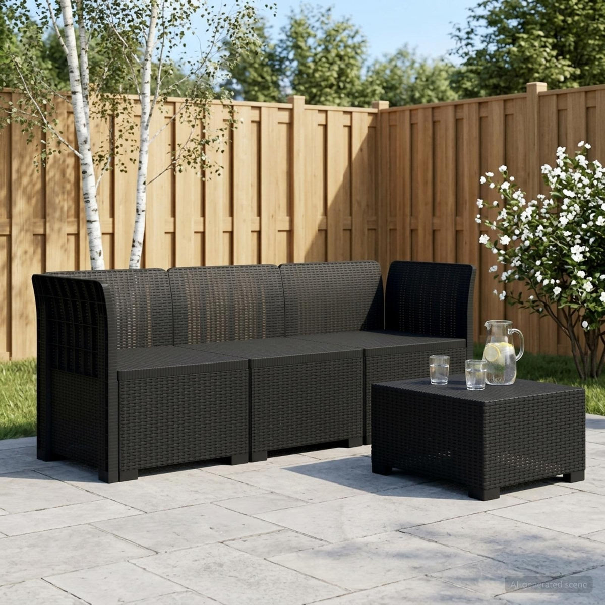 3-Zits Tuin Sofa Rattan Look PP Antraciet is nu te koop bij PeponiXL, paradijselijk wonen!