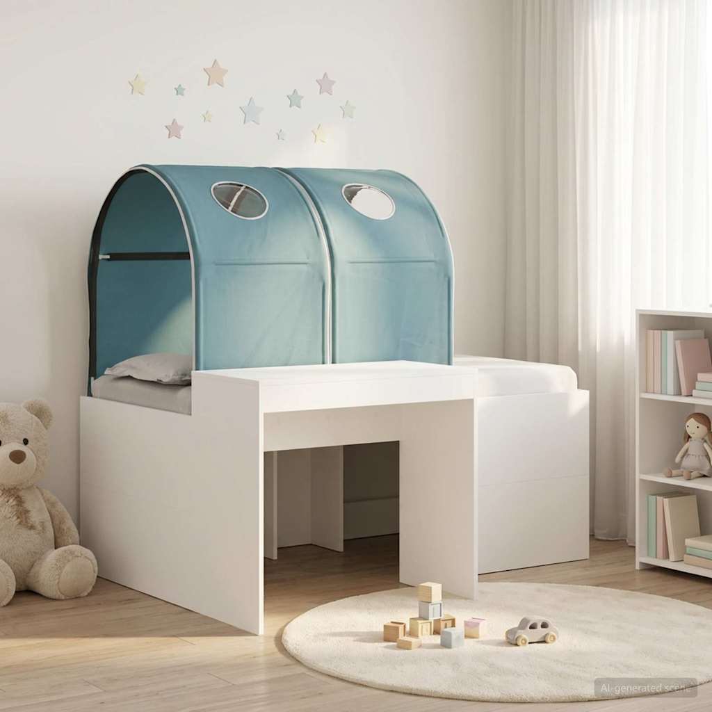 Bed met Tunnel 3 st Artisian Eik en Lichtblauw Bewerkt hout is nu te koop bij PeponiXL, paradijselijk wonen!