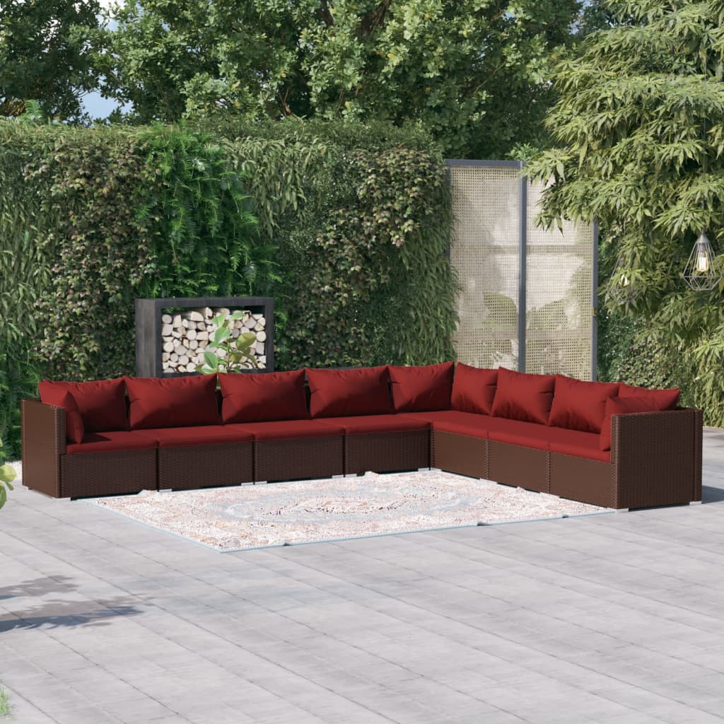 8-delige Loungeset met kussens poly rattan bruin is nu te koop bij PeponiXL, paradijselijk wonen!