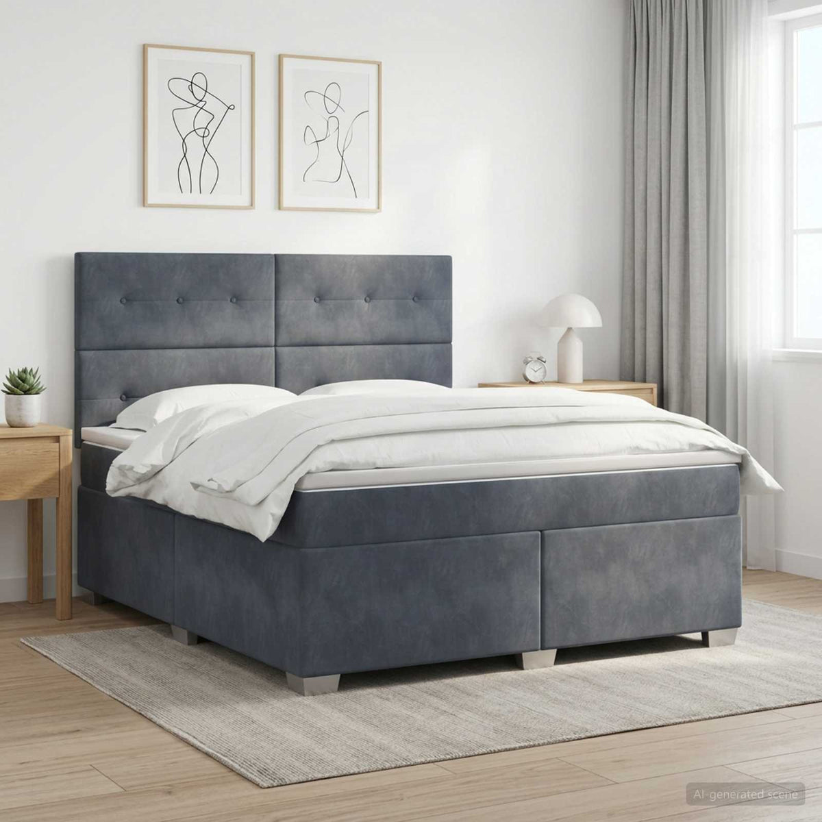 Boxspringbed met matras Donkergrijs 140 x 190 cm Fluweel is nu te koop bij PeponiXL, paradijselijk wonen!
