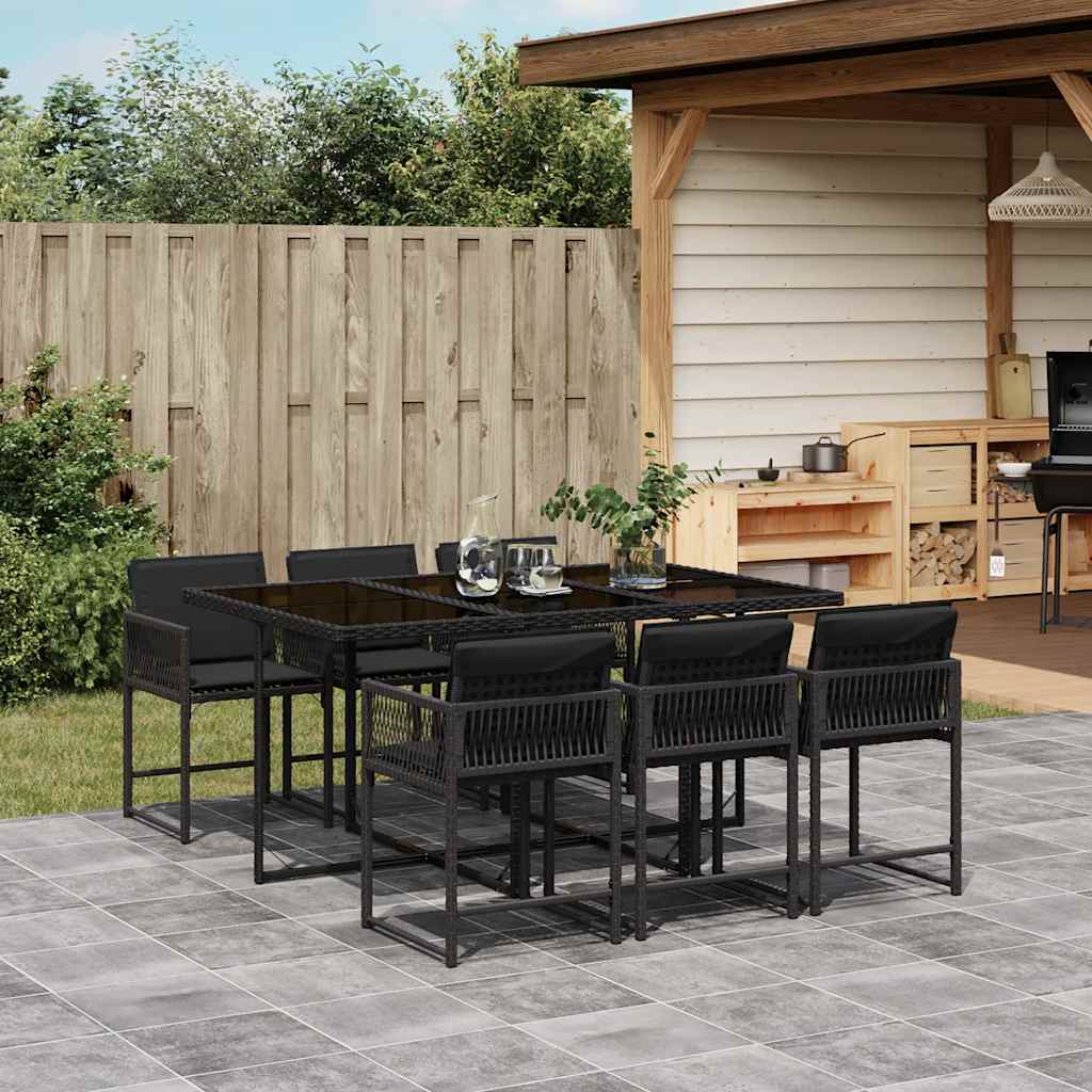 7-delige Tuinset met kussens poly rattan zwart is nu te koop bij PeponiXL, paradijselijk wonen!