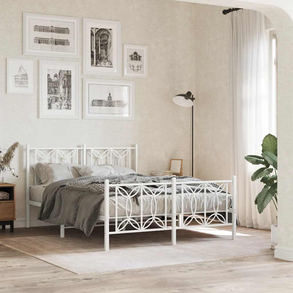 Bedframe met hoofd- en voeteneinde metaal wit 135x190 cm is nu te koop bij PeponiXL, paradijselijk wonen!