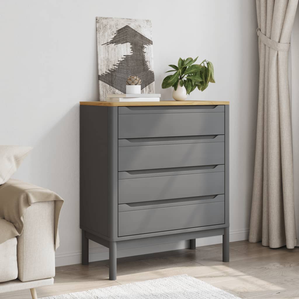 Ladekast FLORO massief grenenhout grijs is nu te koop bij PeponiXL, paradijselijk wonen!