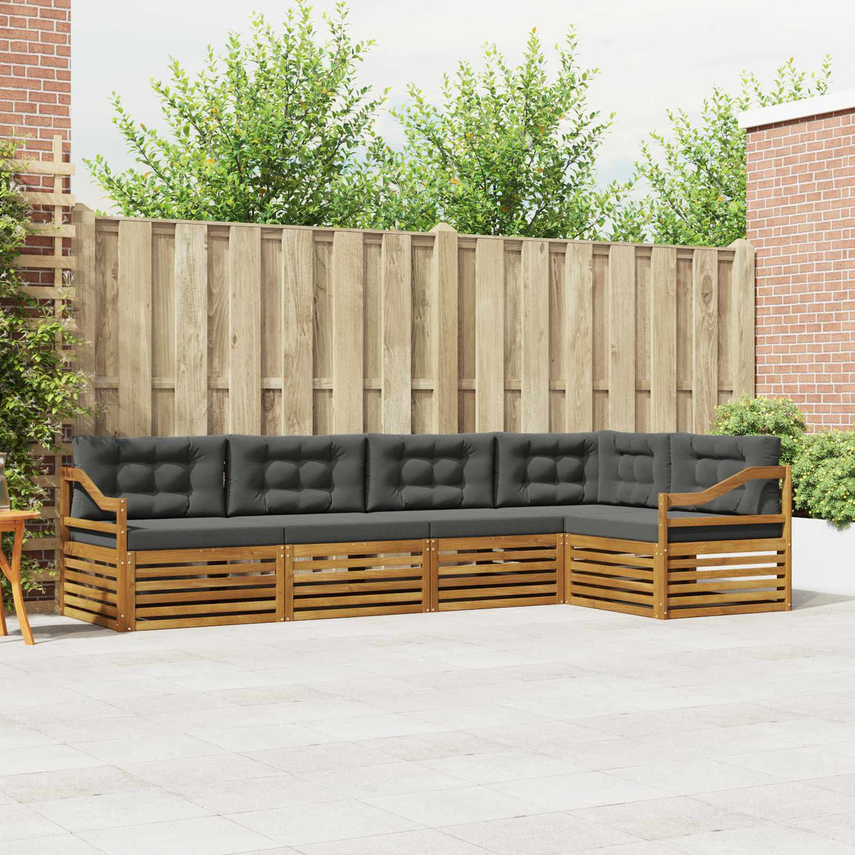 Buiten bankenset met kussen 5 pcs Natuurlijk en Antraciet is nu te koop bij PeponiXL, paradijselijk wonen!