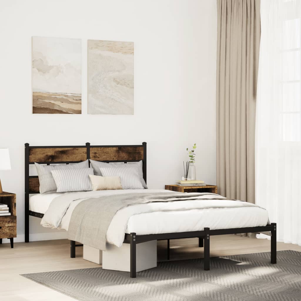 Bedframe zonder matras metaal gerookt eikenkleurig 120x200 cm is nu te koop bij PeponiXL, paradijselijk wonen!