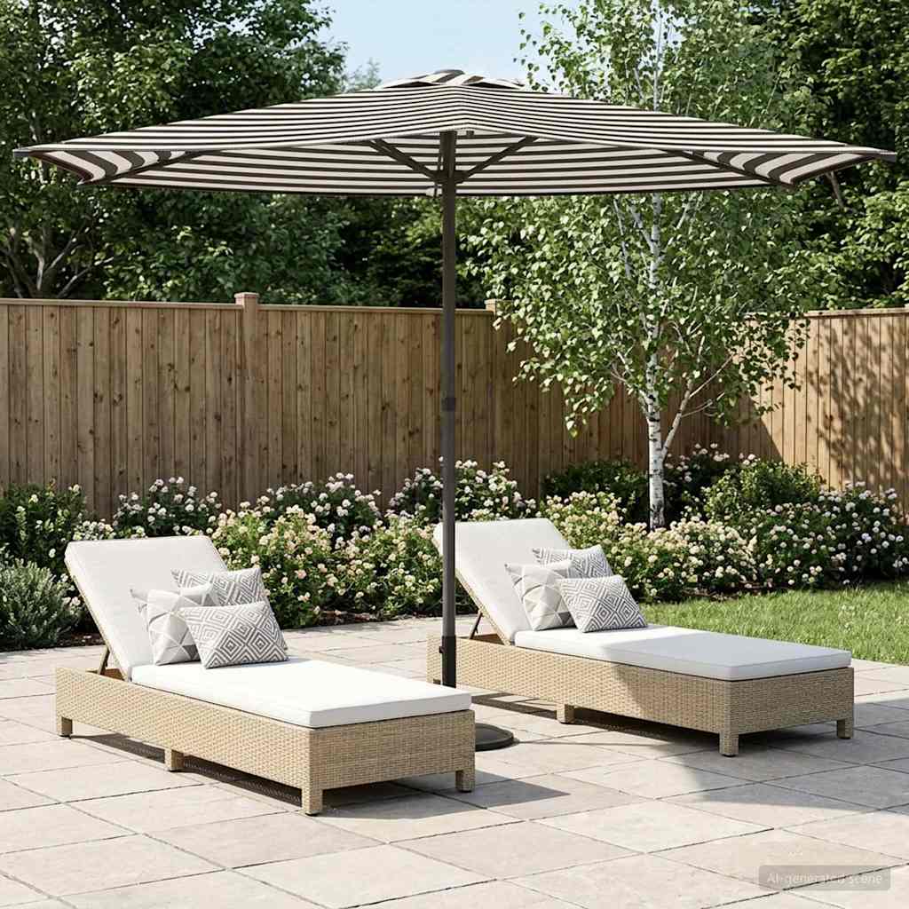 Tuinparasol 270 x 270 cm Polyester Rechthoekig Zwart en Wit is nu te koop bij PeponiXL, paradijselijk wonen!