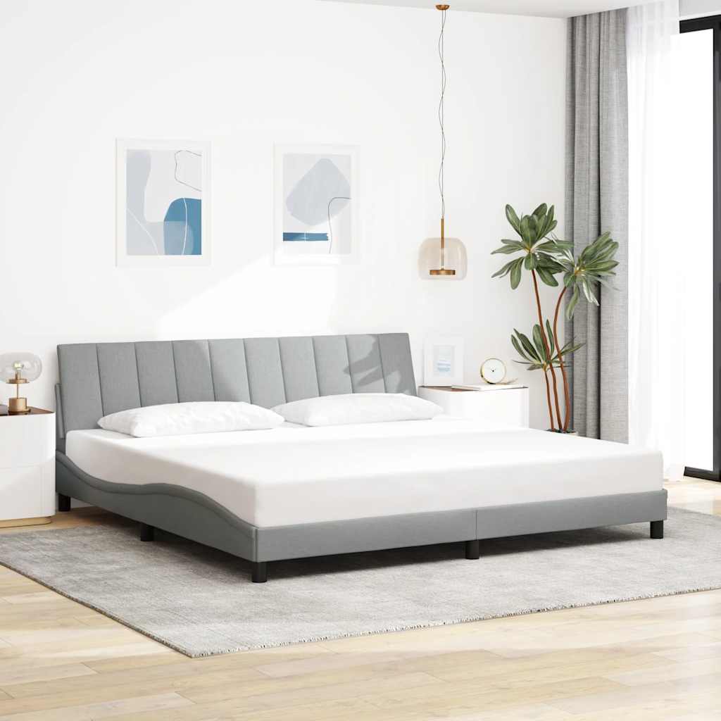 Bedframe zonder matras "Hanko" stof lichtgrijs 200x200 cm is nu te koop bij PeponiXL, paradijselijk wonen!