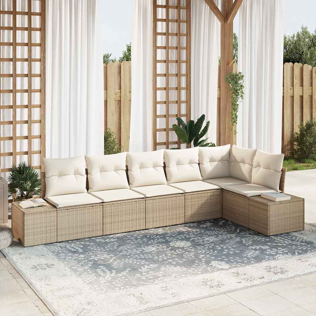 Tuinbankenset 6 st Beige en Crème poly rattan is nu te koop bij PeponiXL, paradijselijk wonen!