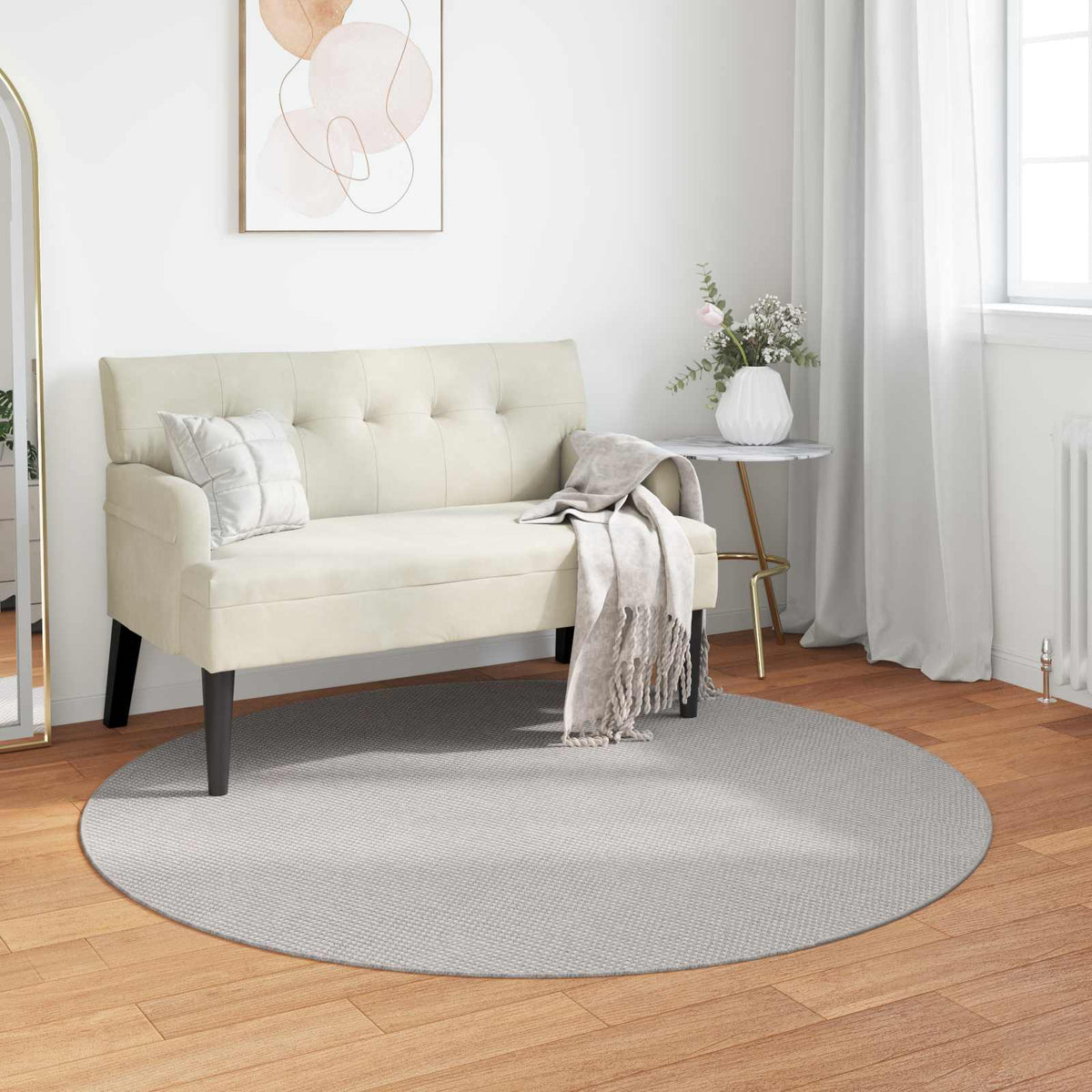 Vloerkleden Rond LUGO Crème en Grijs Ø 200 CM Polyester is nu te koop bij PeponiXL, paradijselijk wonen!