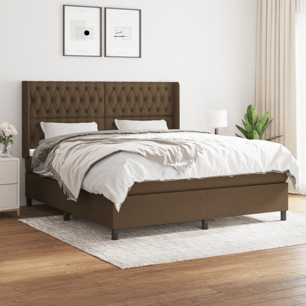 Boxspring met matras stof donkerbruin 180x200 cm is nu te koop bij PeponiXL, paradijselijk wonen!