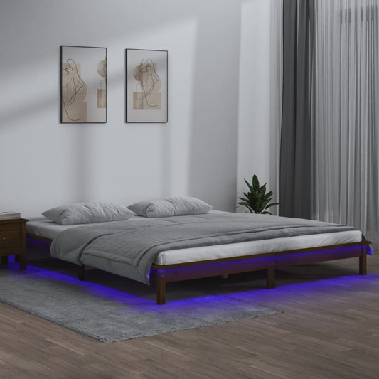 Bedframe LED hout honingbruin 120x190 cm is nu te koop bij PeponiXL, paradijselijk wonen!