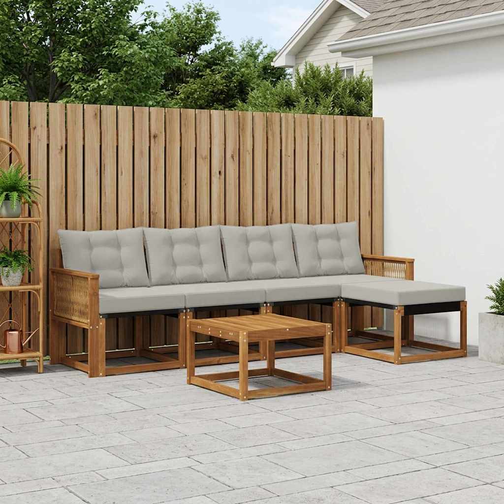 Buiten bankenset met kussen 6 pcs Naturel en lichtgrijs is nu te koop bij PeponiXL, paradijselijk wonen!