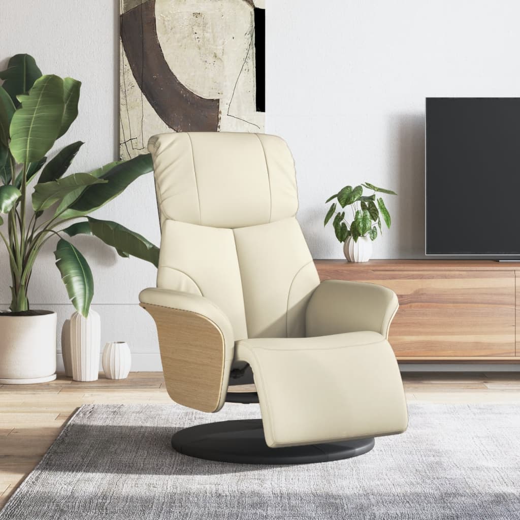 Fauteuil verstelbaar met voetensteun kunstleer crèmekleurig is nu te koop bij PeponiXL, paradijselijk wonen!