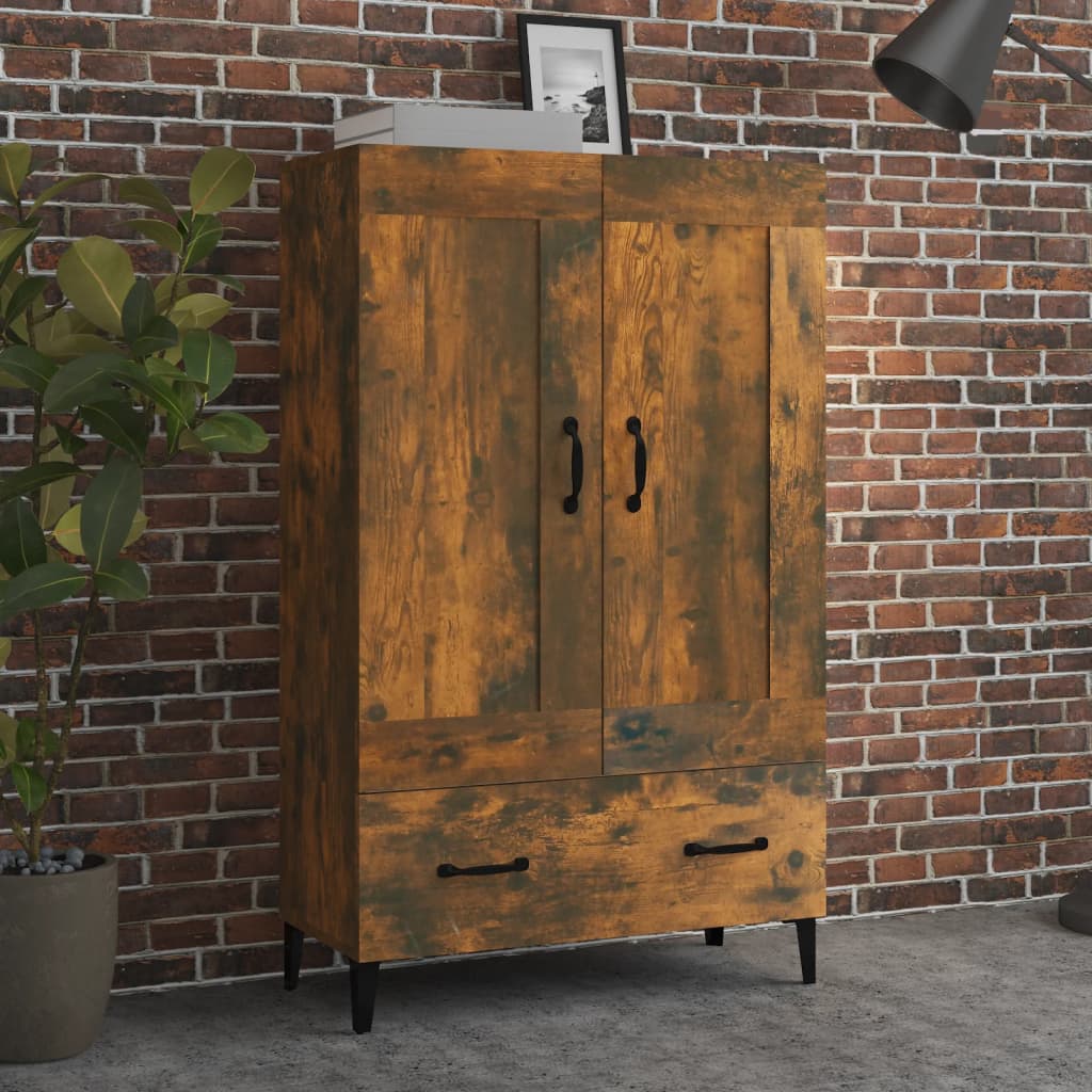 Hoge kast 70x31x115 cm bewerkt hout gerookt eikenkleurig is nu te koop bij PeponiXL, paradijselijk wonen!