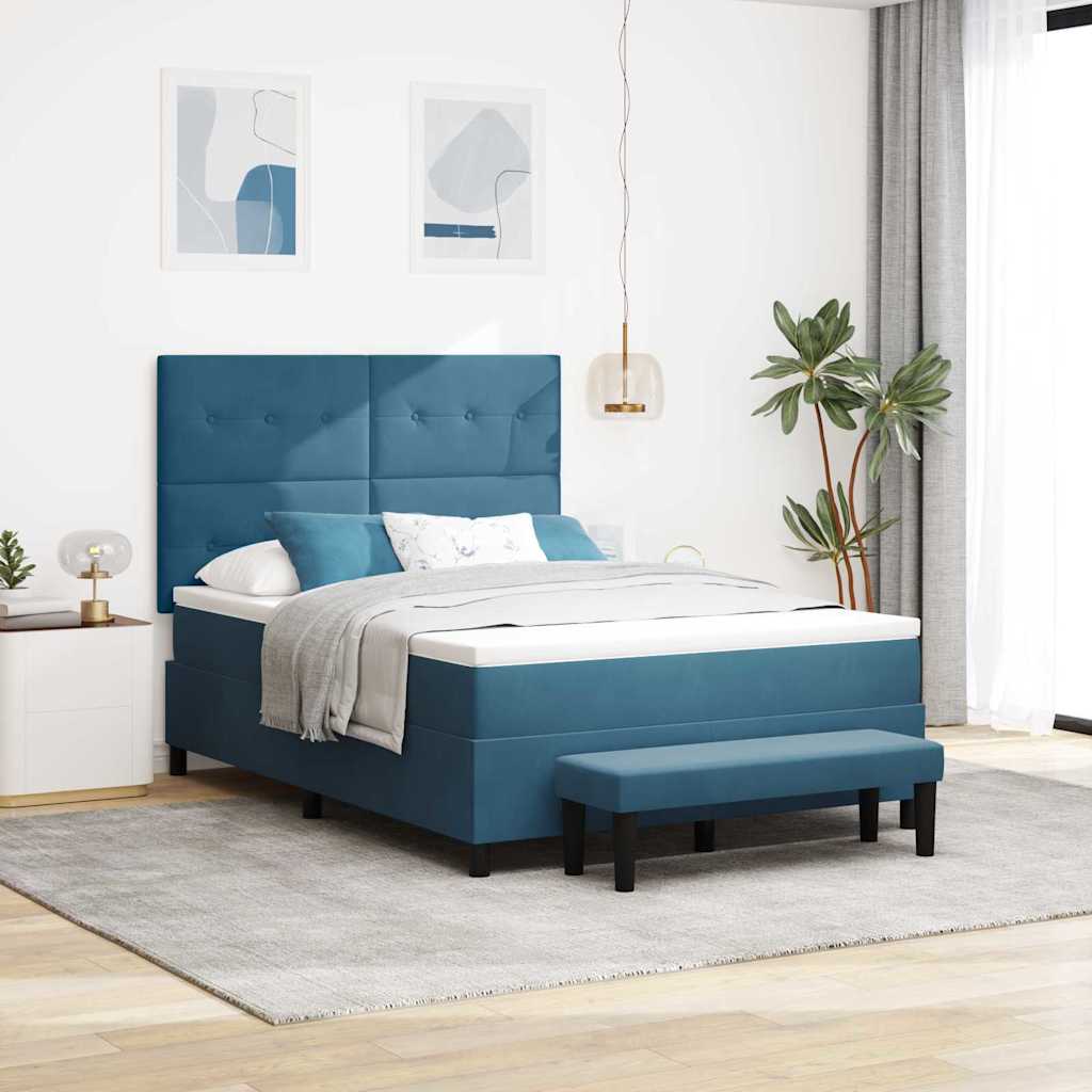 Boxspring bed met hoofdeinde Donkerblauw 190 x 140 cm Fluweel is nu te koop bij PeponiXL, paradijselijk wonen!