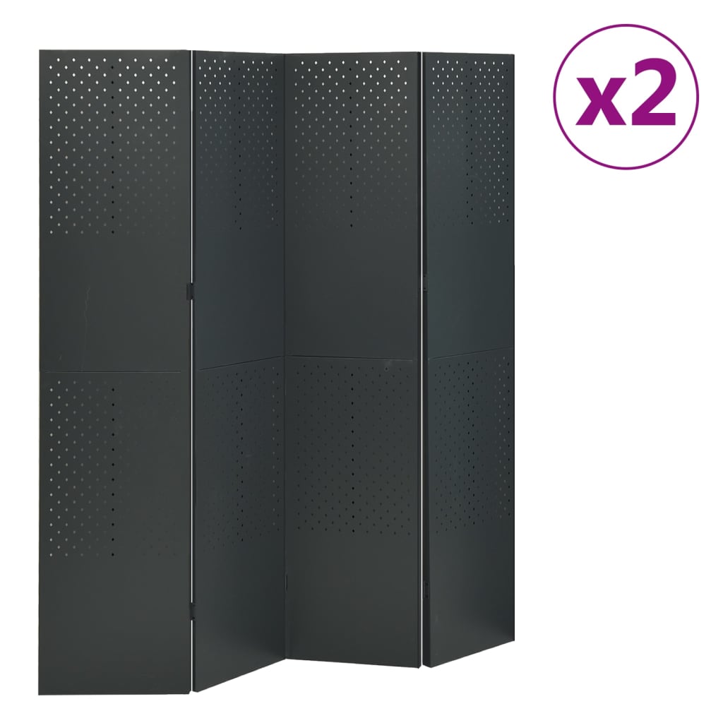 Kamerschermen 2 st met 4 panelen 160x180 cm staal antraciet is nu te koop bij PeponiXL, paradijselijk wonen!