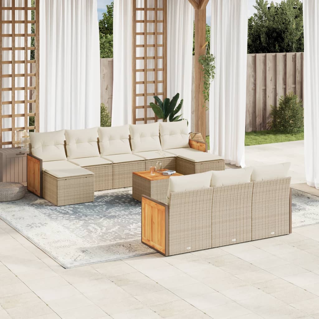 11-delige Tuinset met kussens poly rattan beige is nu te koop bij PeponiXL, paradijselijk wonen!