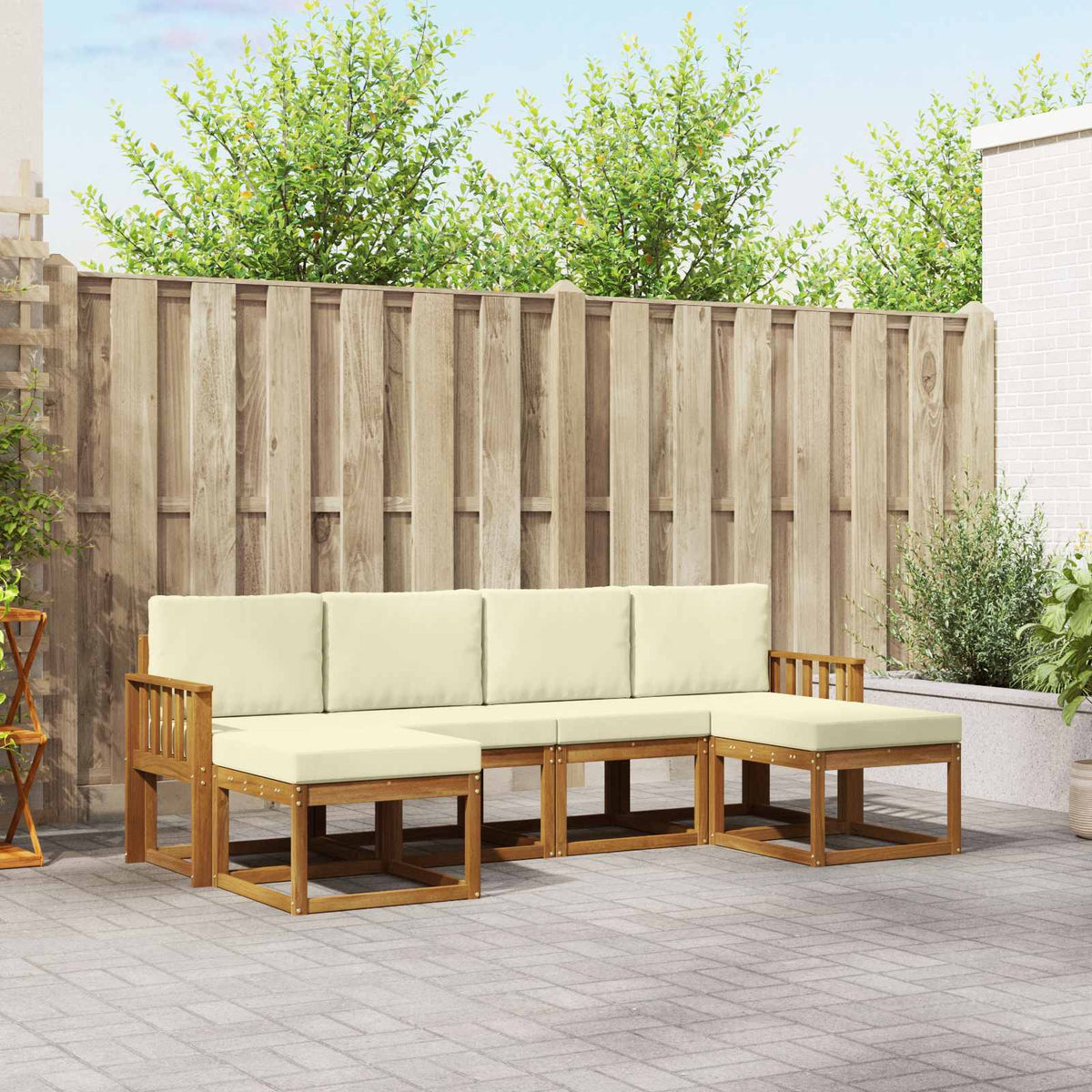 Buiten bankenset met kussen 6 pcs Natuurlijk en Crème is nu te koop bij PeponiXL, paradijselijk wonen!