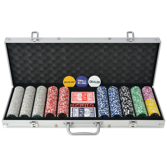 Pokerset met 500 chips aluminium is nu te koop bij PeponiXL, paradijselijk wonen!