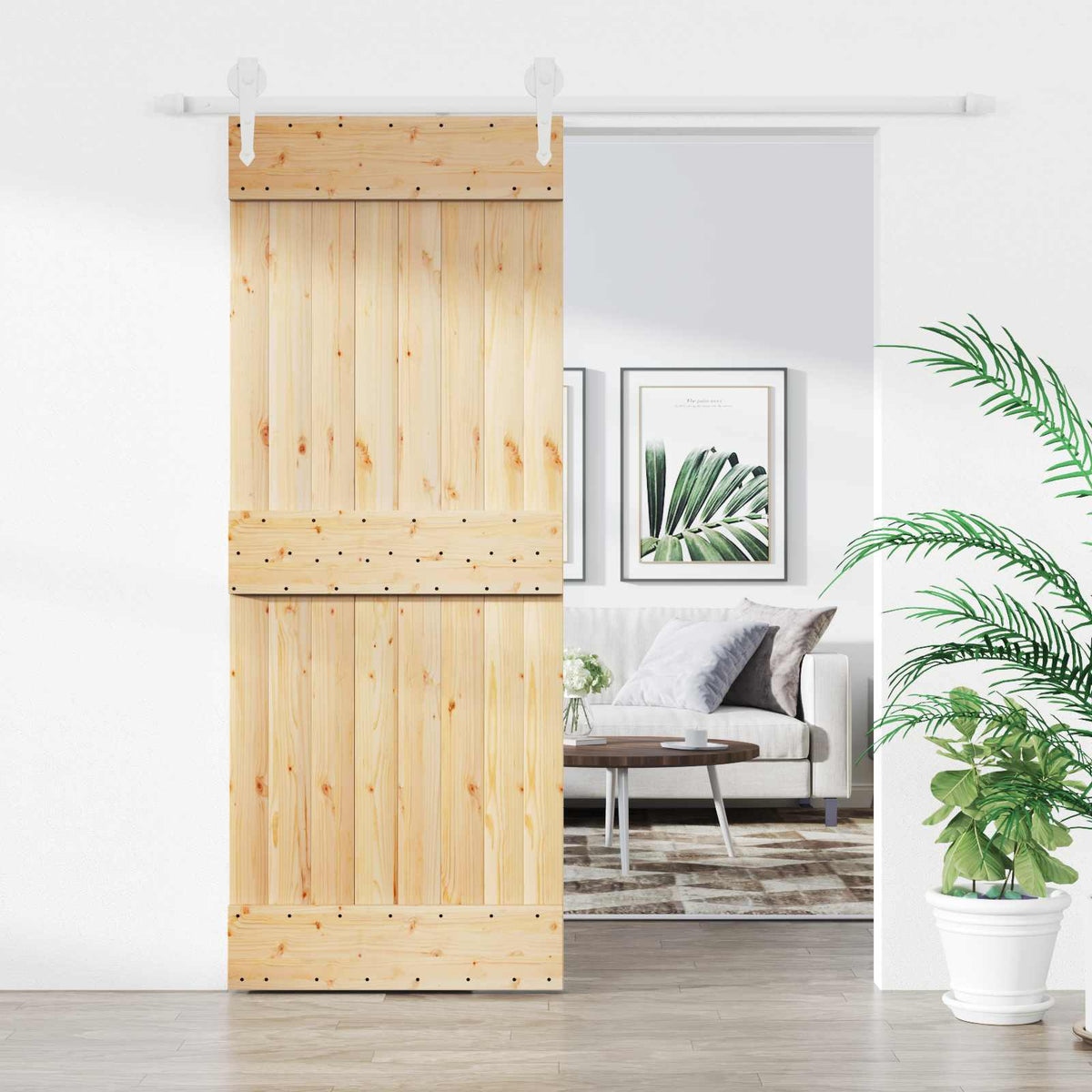Schuifdeur Natuurlijk en Wit 80 x 210 cm Massief Grenenhout is nu te koop bij PeponiXL, paradijselijk wonen!