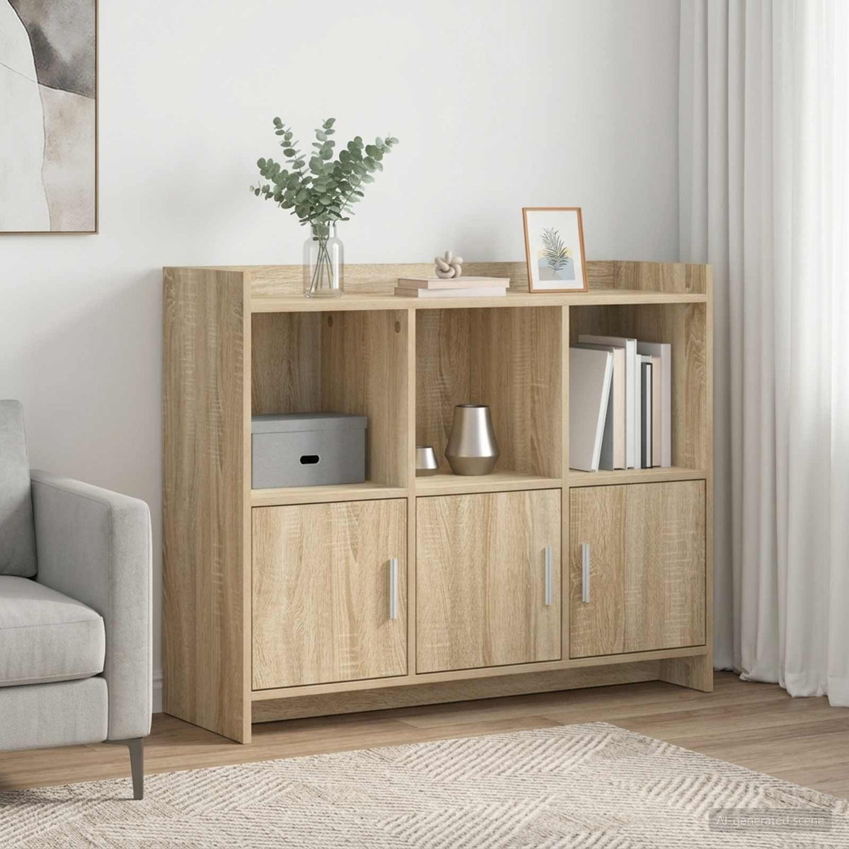 Dressoir Sonoma Eiken 98,5 x 33 x 80 cm Bewerkt hout is nu te koop bij PeponiXL, paradijselijk wonen!