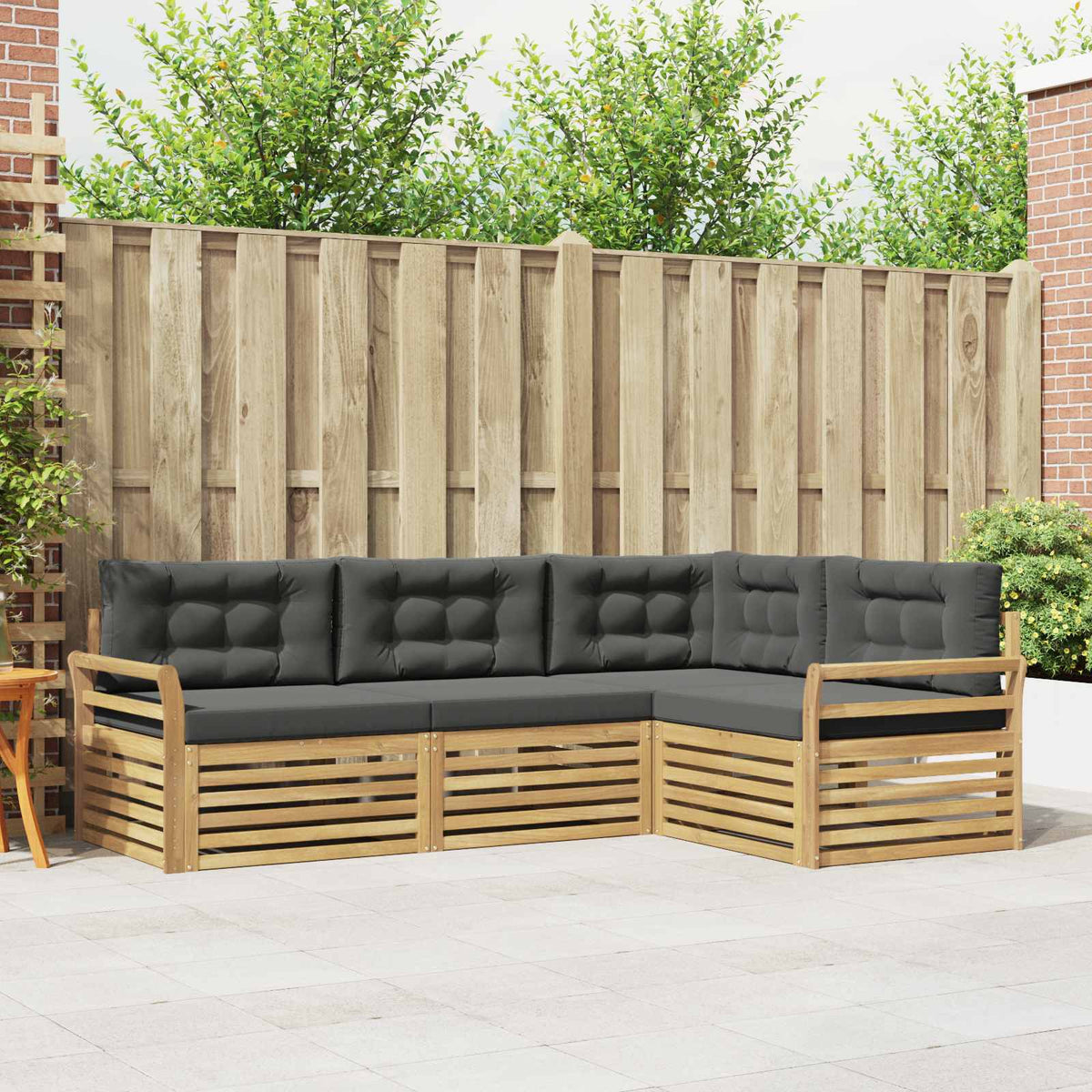 Buiten bankenset 4 pcs Wit en antracietkleurig is nu te koop bij PeponiXL, paradijselijk wonen!