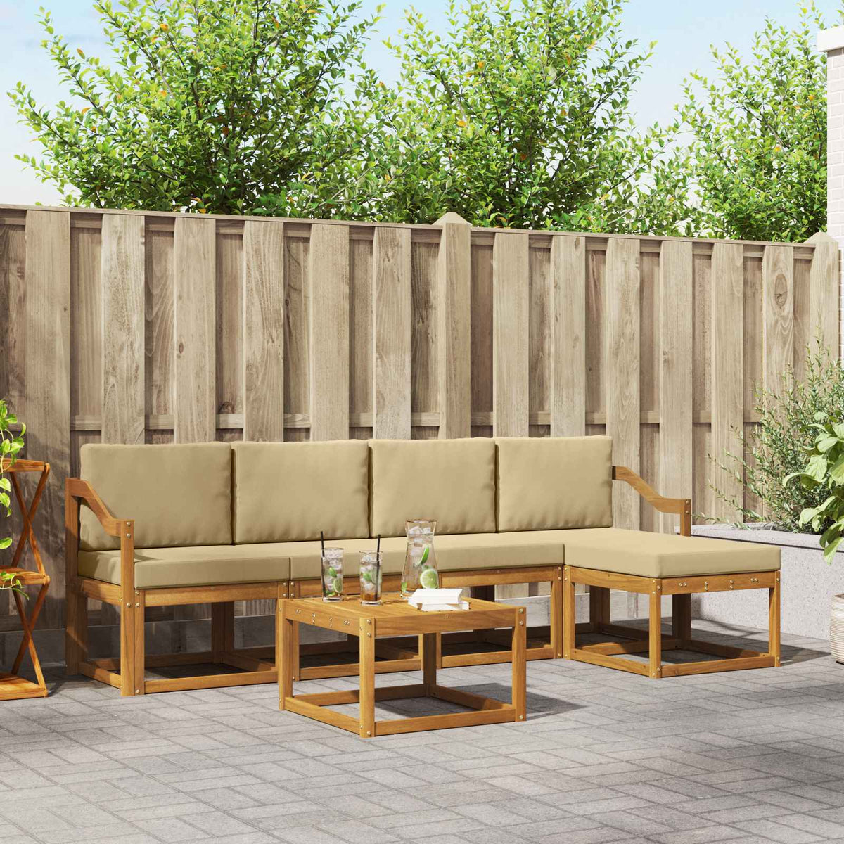 Buiten bankenset met kussen 6 pcs Natuurlijk en Beige is nu te koop bij PeponiXL, paradijselijk wonen!