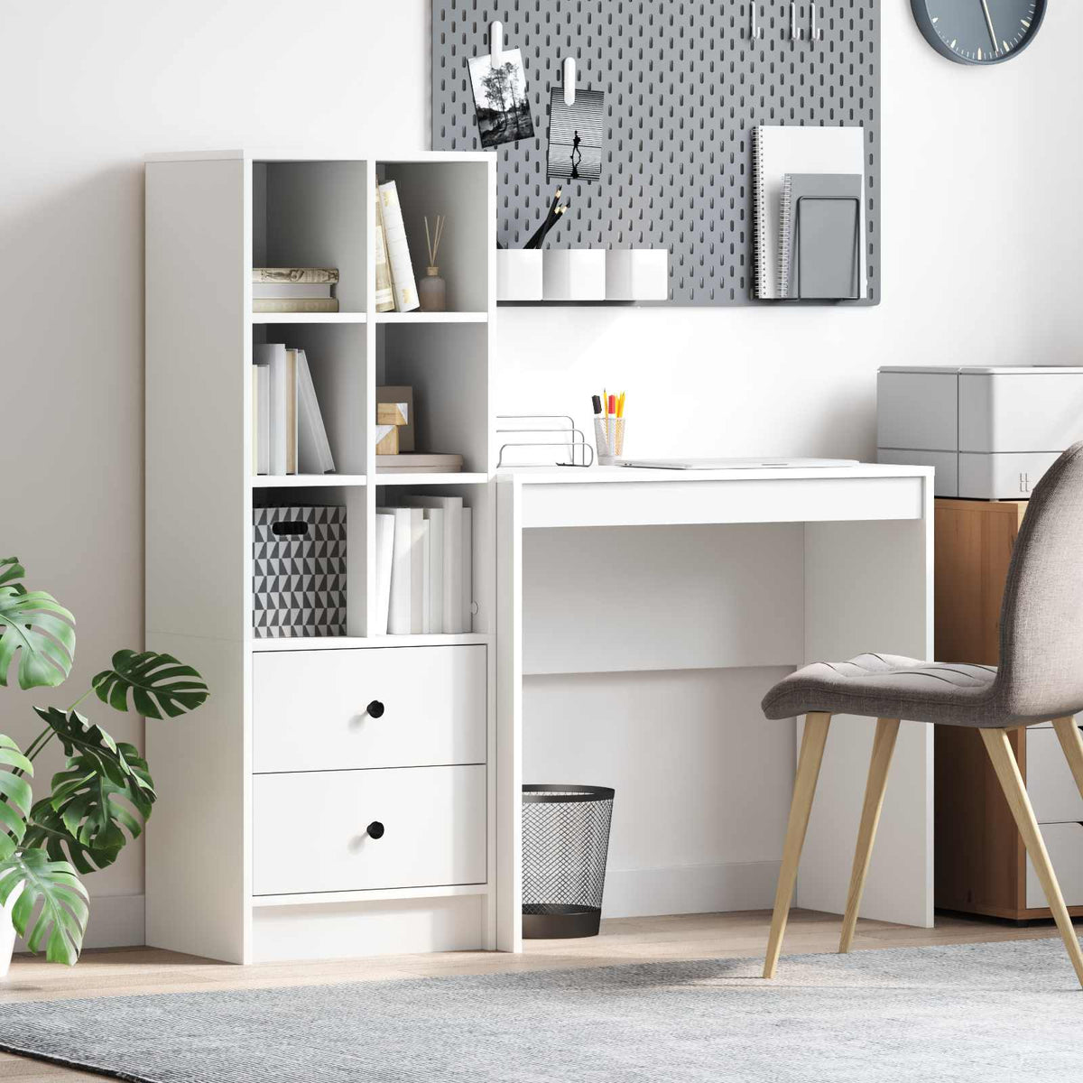 Bureau met lade met plank met opslag 2 pcs Wit is nu te koop bij PeponiXL, paradijselijk wonen!