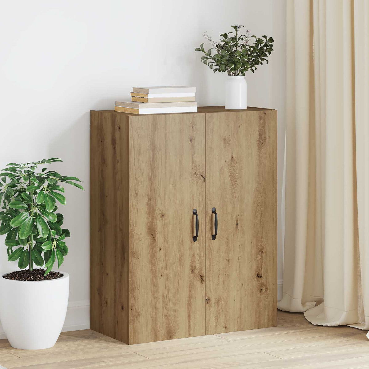 Wandkast Artisan Eiken 69,5 x 34 x 90 cm Bewerkt hout is nu te koop bij PeponiXL, paradijselijk wonen!