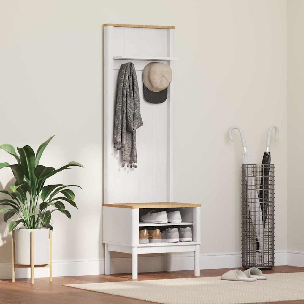 Halkast met plank FLORO Wit 50 x 40 x 158 cm Massief Vurenhout is nu te koop bij PeponiXL, paradijselijk wonen!