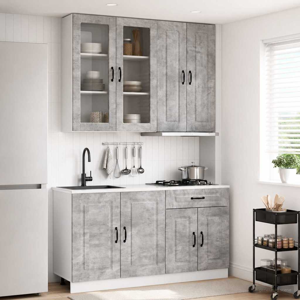Keukenblok KALMAR 4 pcs Betongrijs Bewerkt hout is nu te koop bij PeponiXL, paradijselijk wonen!