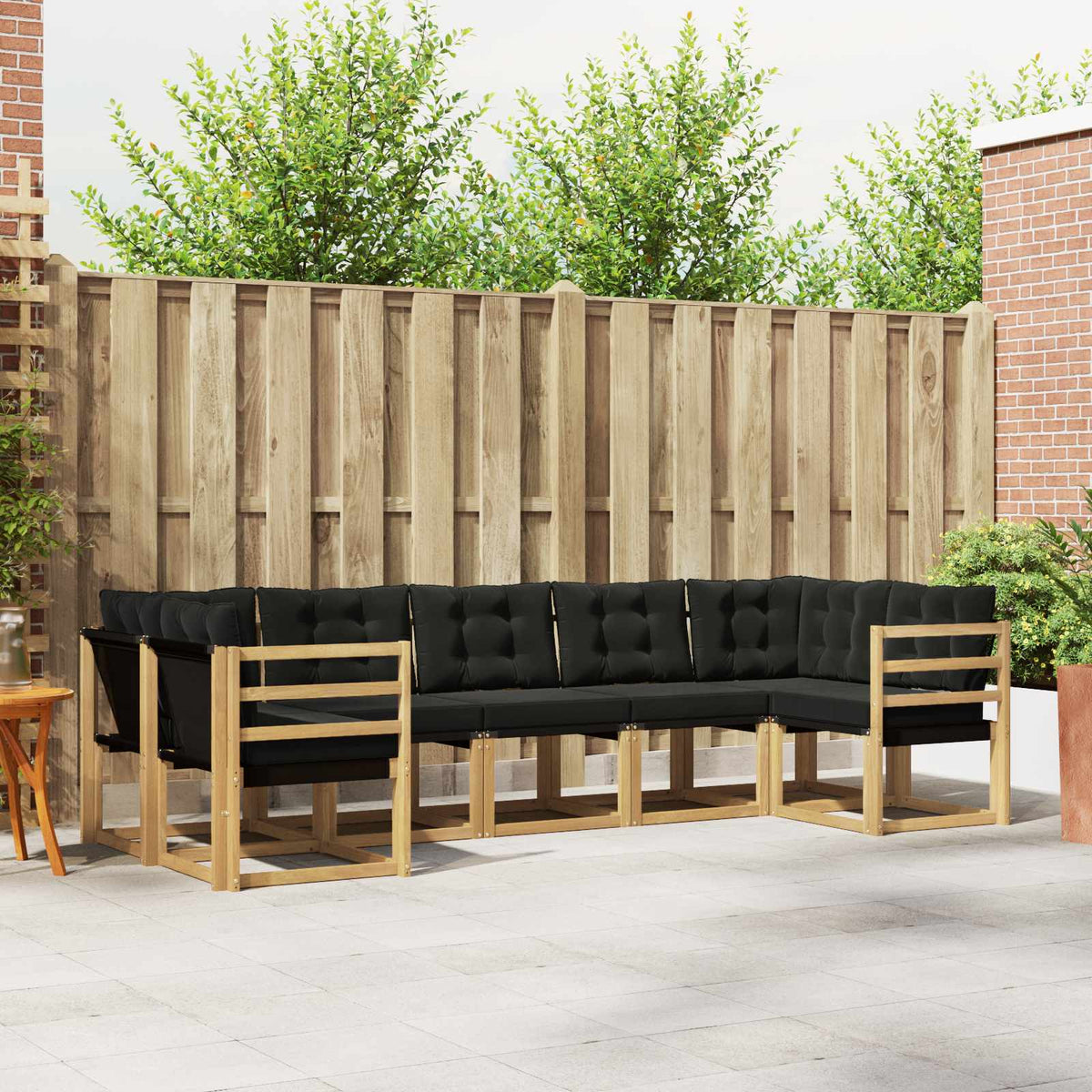 Buiten bankenset met kussen 7 pcs Wit en zwart is nu te koop bij PeponiXL, paradijselijk wonen!
