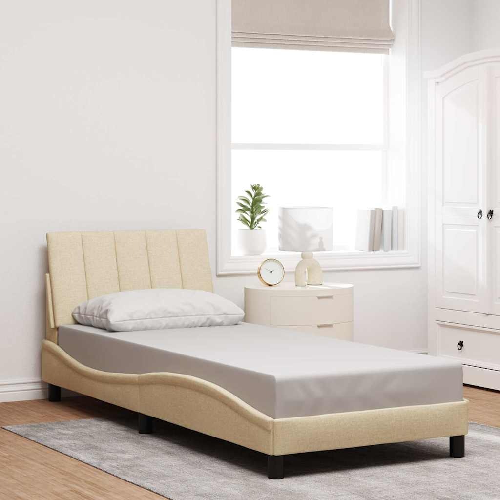 Bedframe zonder matras "Hanko" 90x200 cm stof crèmekleurig is nu te koop bij PeponiXL, paradijselijk wonen!
