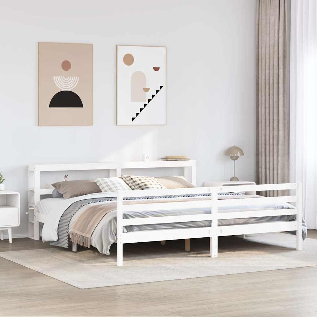 Bedframe zonder matras massief grenenhout wit 200x200 cm is nu te koop bij PeponiXL, paradijselijk wonen!