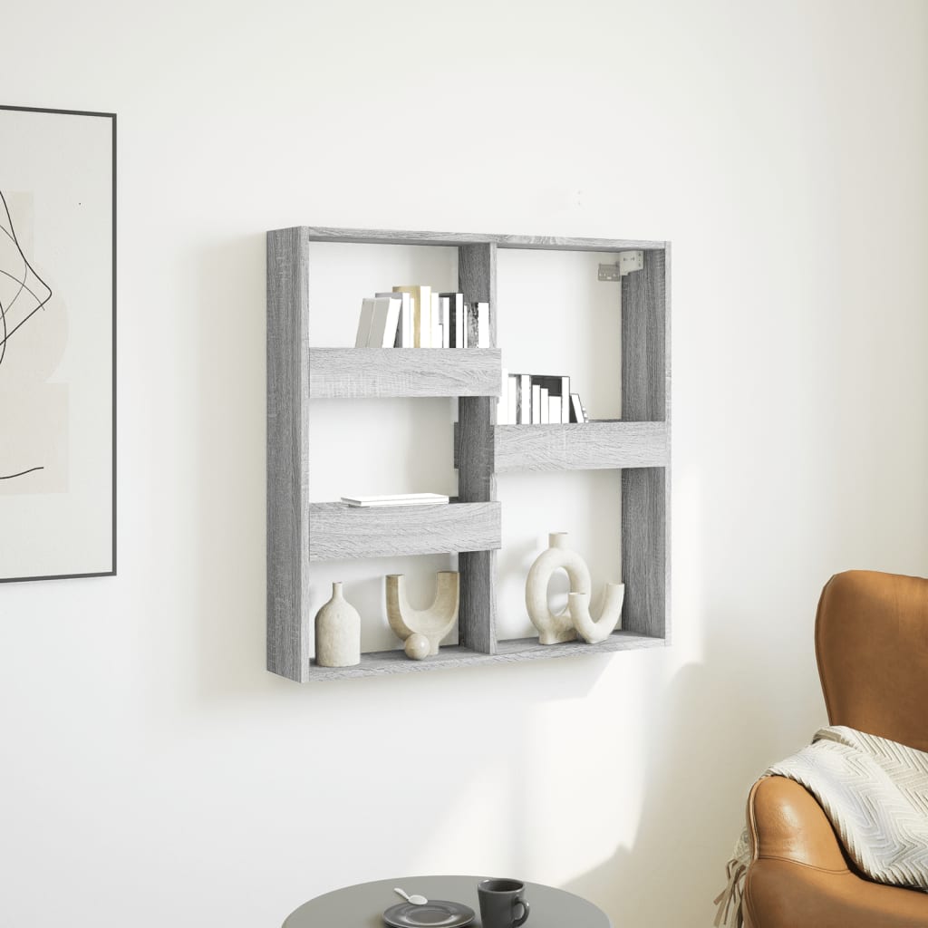 Wandkast 80x15x80 cm bewerkt hout grijs sonoma eikenkleurig is nu te koop bij PeponiXL, paradijselijk wonen!