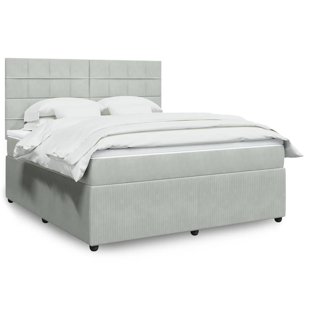 Boxspring met matras fluweel lichtgrijs 180x200 cm is nu te koop bij PeponiXL, paradijselijk wonen!