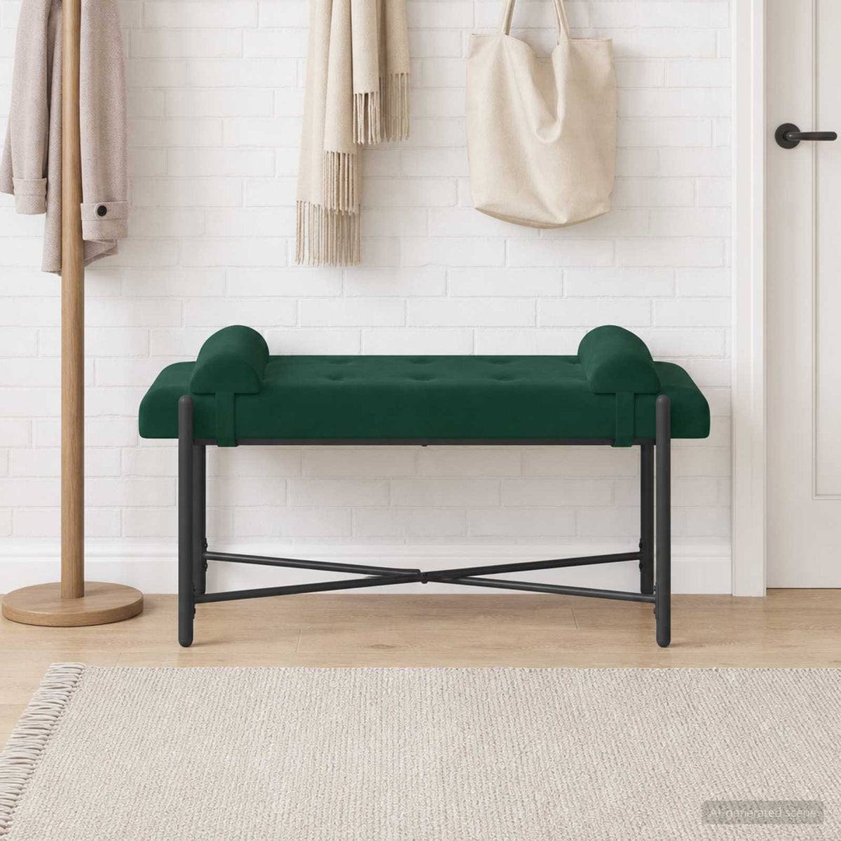 Knop-gestept Bankje met Kussens Donkergroen 110 x 40 x 46 cm is nu te koop bij PeponiXL, paradijselijk wonen!