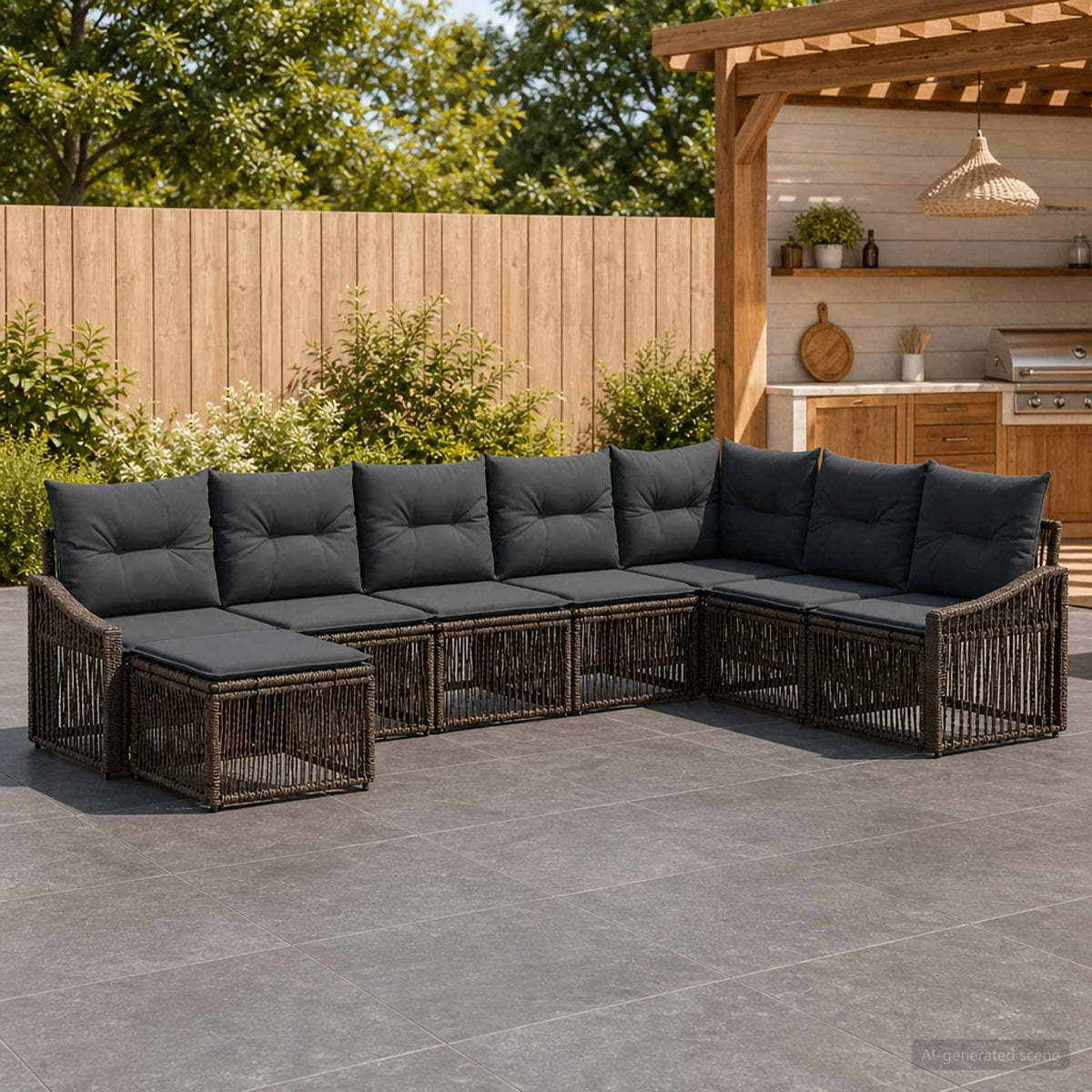 Tuinbankenset 8 pcs Grijs poly rattan is nu te koop bij PeponiXL, paradijselijk wonen!