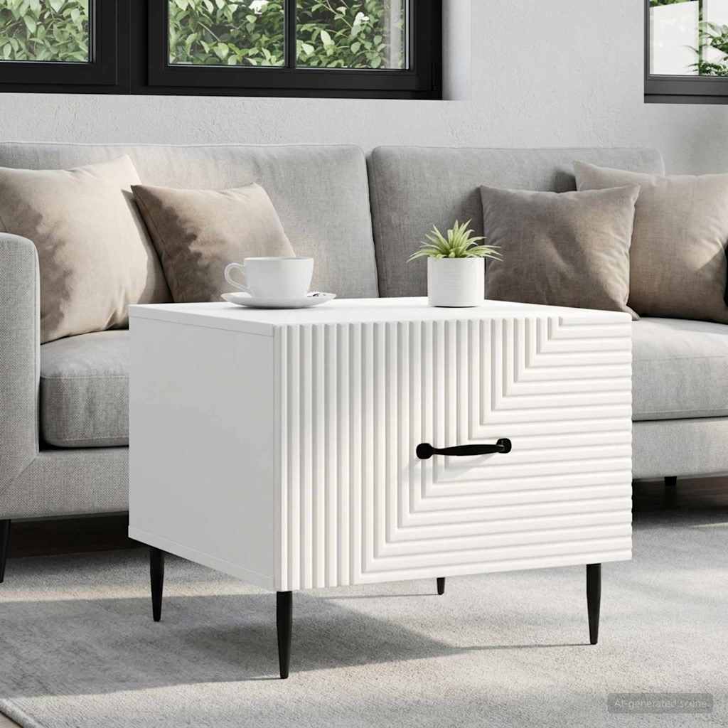 Salontafel met lade Wit 49 x 50 x 40 cm Bewerkt hout is nu te koop bij PeponiXL, paradijselijk wonen!