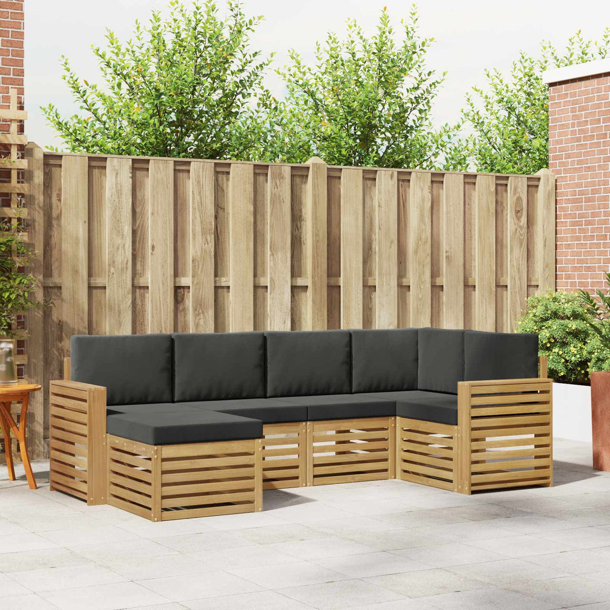 Buiten bankenset 6 pcs Wit en antracietkleurig Polyester is nu te koop bij PeponiXL, paradijselijk wonen!