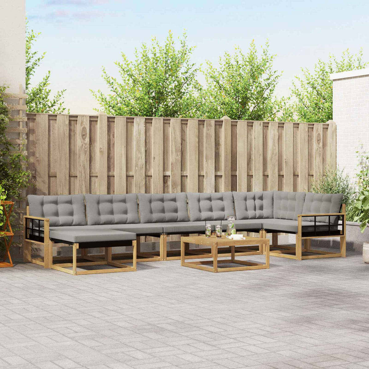 Buiten bankenset 8 pcs Wit en Lichtgrijs 79 x 79 x 37 cm is nu te koop bij PeponiXL, paradijselijk wonen!