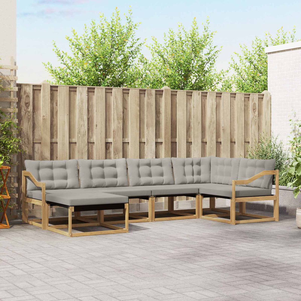 Buiten bankenset 6 pcs Wit en Lichtgrijs 325 x 166,5 x 73 cm is nu te koop bij PeponiXL, paradijselijk wonen!