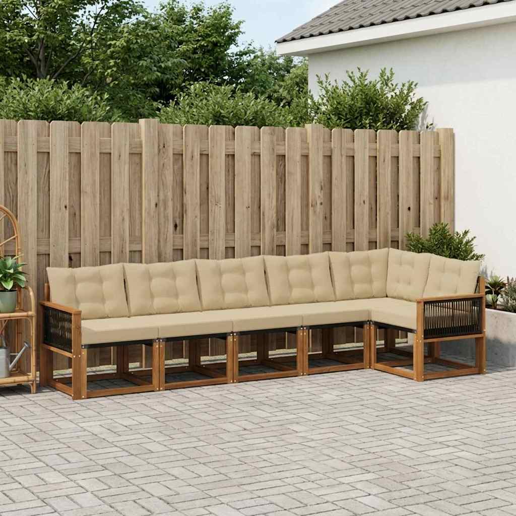 Buiten bankenset met kussen 6 pcs Natuurlijk en Beige is nu te koop bij PeponiXL, paradijselijk wonen!