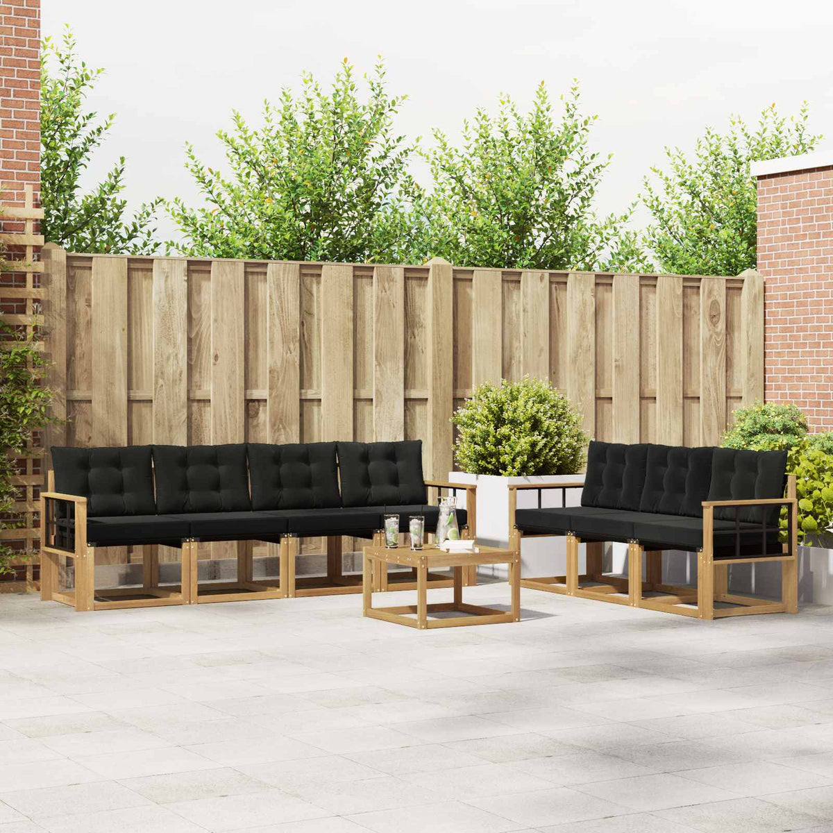 Buiten bankenset met kussen 8 pcs Wit en zwart is nu te koop bij PeponiXL, paradijselijk wonen!