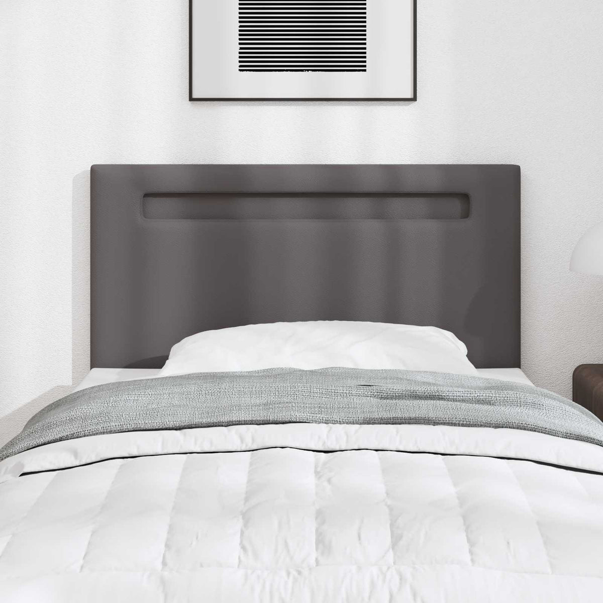 LED Hoofdbord Grijs 90 cm Nep Leer is nu te koop bij PeponiXL, paradijselijk wonen!