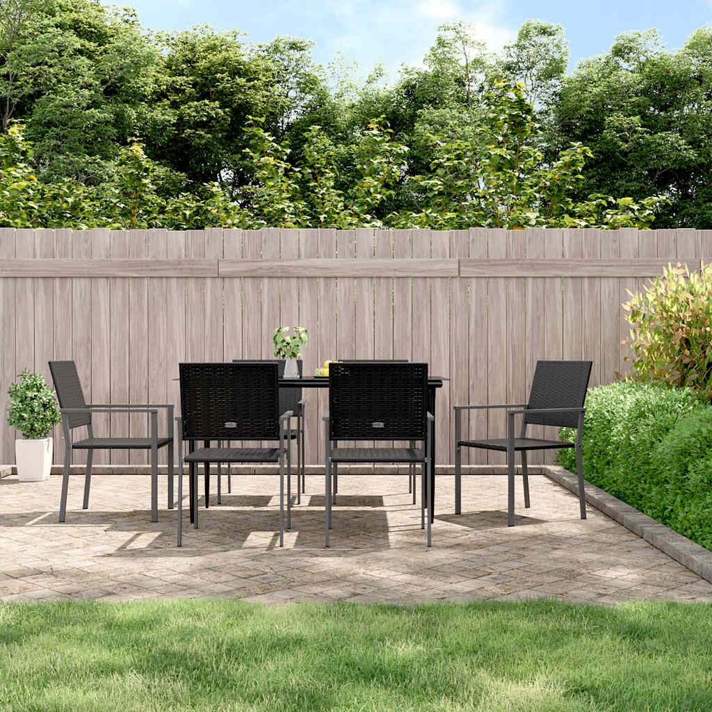 Tuinstoelen 6 st 54x62,5x89 cm poly rattan zwart is nu te koop bij PeponiXL, paradijselijk wonen!