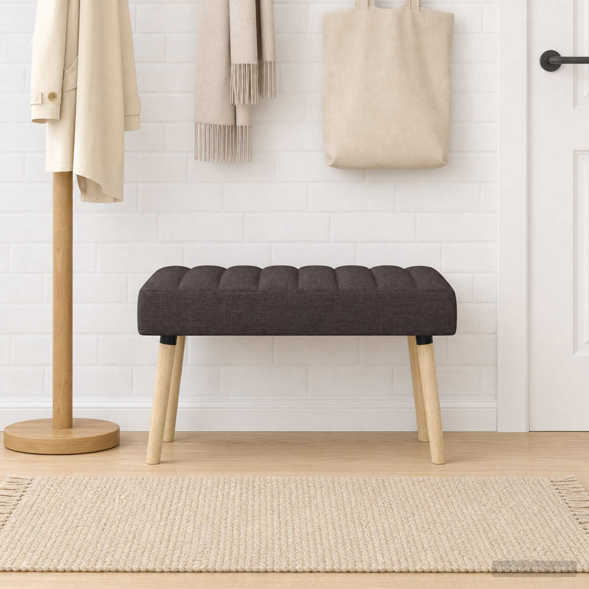 Kanaal-geplooide bank Donkerbruin 80 x 40 x 46 cm Stof is nu te koop bij PeponiXL, paradijselijk wonen!