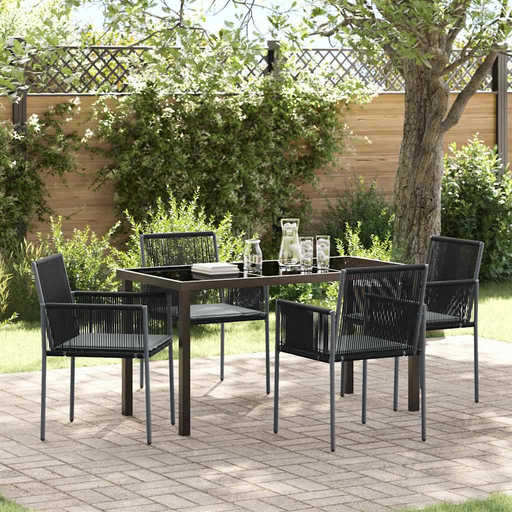 Tuin eettafelset 5 pcs Zwart PE Rattan is nu te koop bij PeponiXL, paradijselijk wonen!