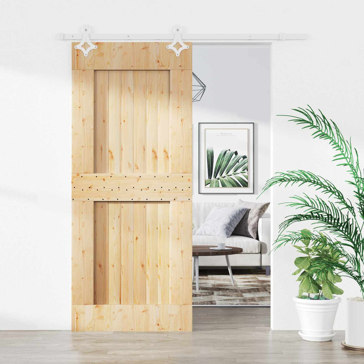 Schuifdeur Natuurlijk en Wit 80 x 210 cm Massief Grenenhout is nu te koop bij PeponiXL, paradijselijk wonen!